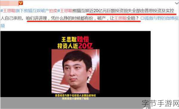 王思聪扛下熊猫互娱20亿巨债,投资人却称未获赔偿?