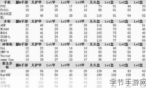 pubg武器伤害表：可以考虑以下