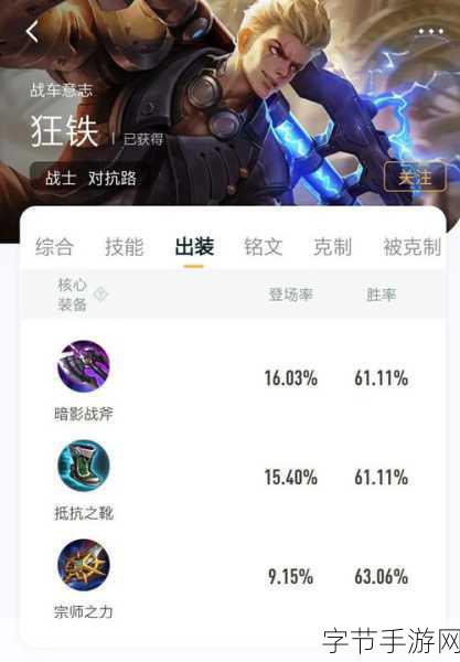 王者荣耀狂铁核心装备-王者荣耀狂铁核心装备全面解析与搭配推荐